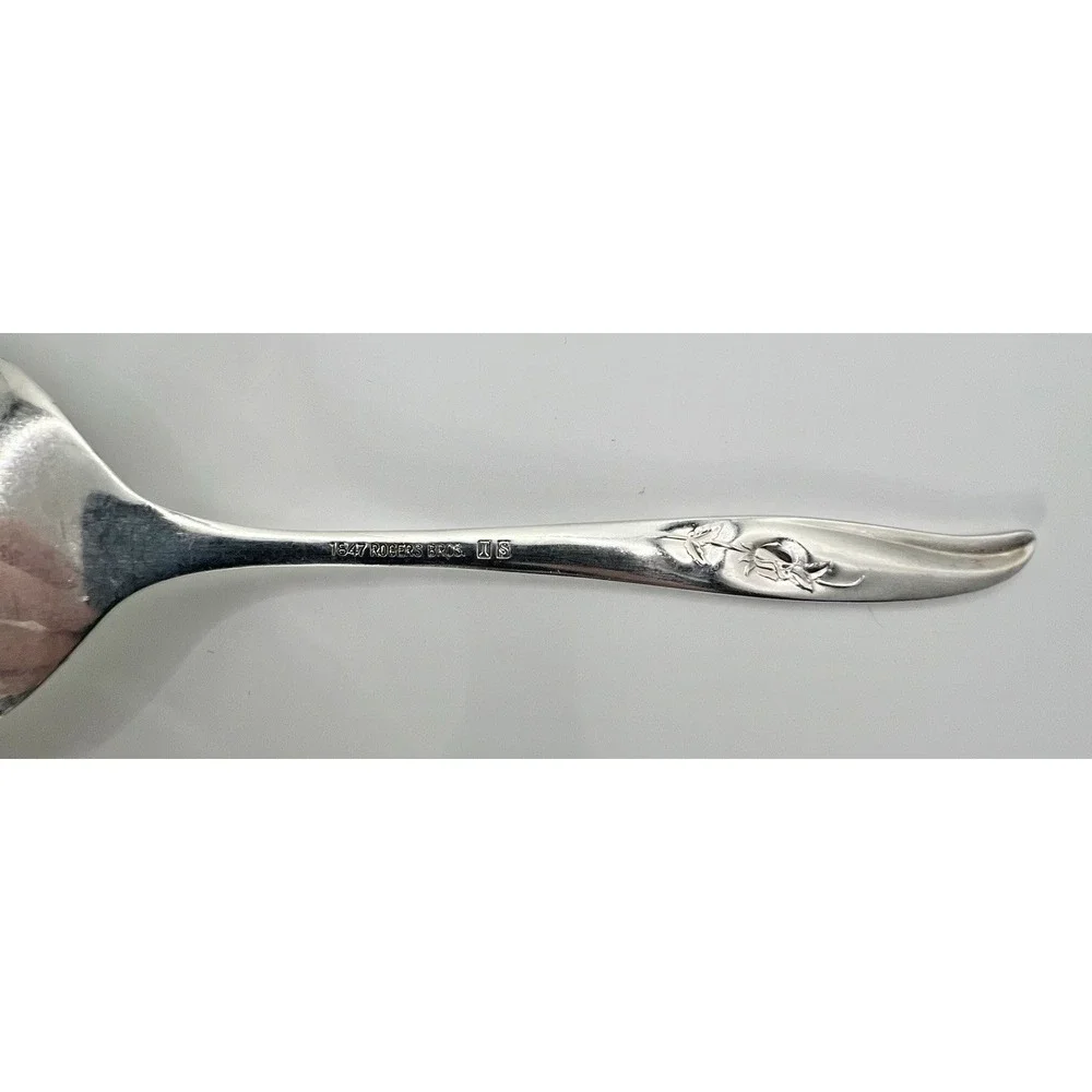 1847 Rogers Bros IS Magic Rose Silverplate Tomato Server Pierced Serving Spoon